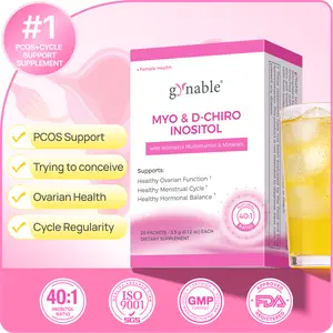 Gynable Pregina PCOS Support – Inositol (Myo + D-Chiro), Folate, Chasteberry, Zinc & Selenium for Hormonal Balance & Menstrual Health 20 Packets 3.5g Each
