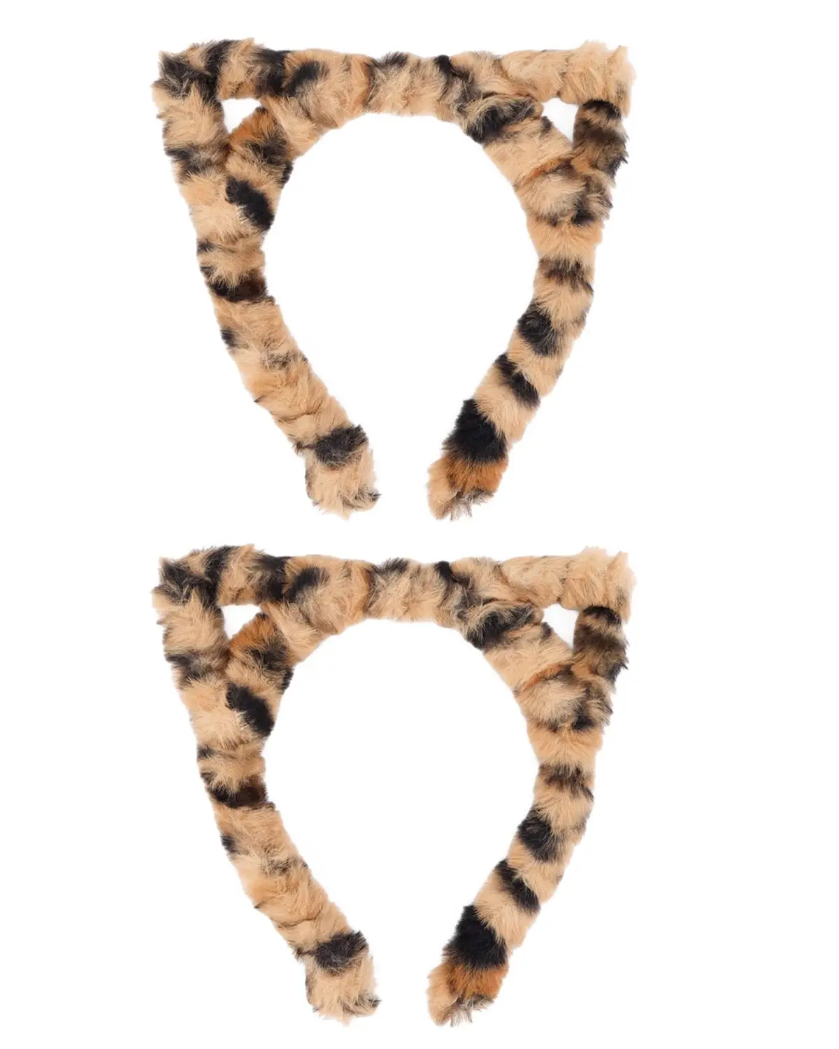 2Pcs Cheetah Ears Headband for Women Girls Furry Cat Hairbands Leopard Ears Headband