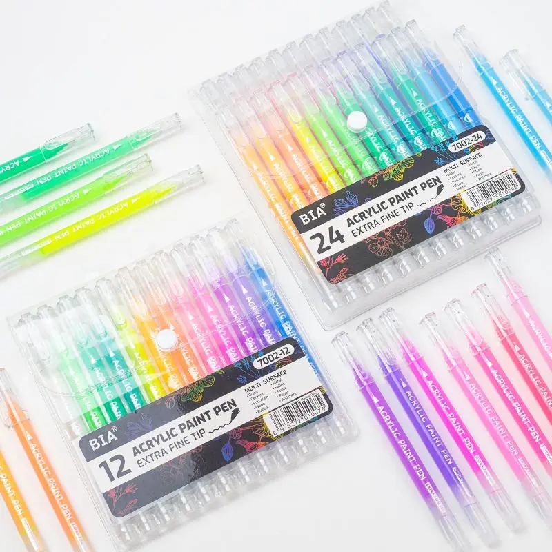 Back to school shopping-BIA Acrylic Paint Pens - 12/24/36-Color, Large Capacity, Extra Fine Tip Neutral Glitter Office Stationery, for Classroom Supplies, Art Writing Tasks, Mom Gifts