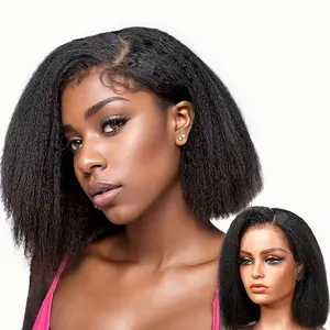 2025 180 Density Brazilian Human Hair, 4x4 Lace Closure Human Hair Wigs, 4C Edge Baby Hair, Short Bob Human Hair Wig, Natural To Wear, Suitable For All Women