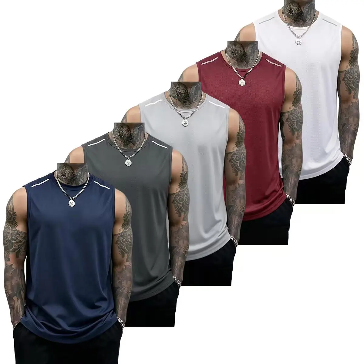 Dark blue + Dark gray + Light gray + Wine red + White