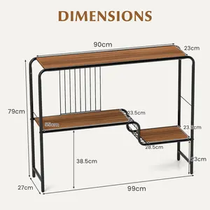 COSTWAY - Console Table with Storage Shelf and Metal Frame for Living Room