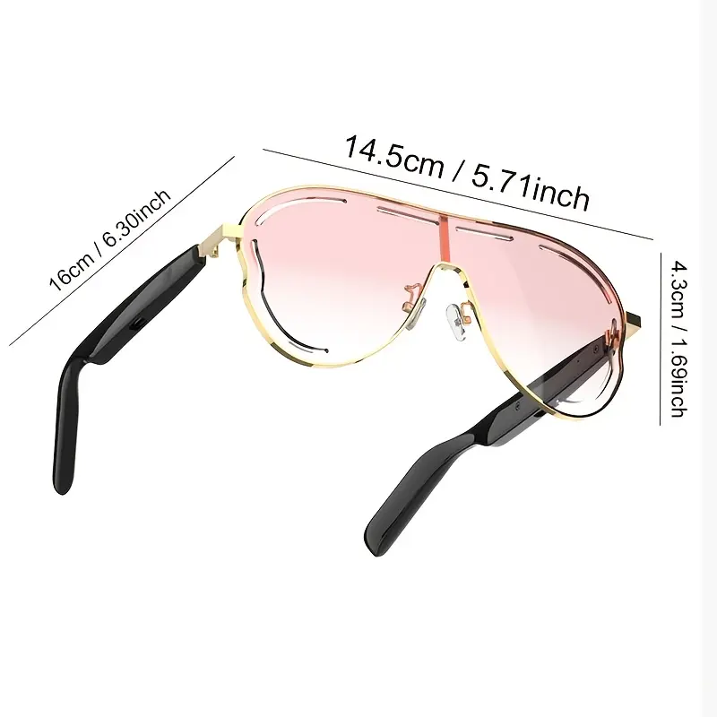 Smart Glasses 2025 High-Definition Voice Calls Music Built-in Microphone Type-C Charging Comfortable for Sports Music Business Daily Wear Pro Max Series Shockproof Silicone 80mAh Multifunctional Audio Sunglasses Cyber