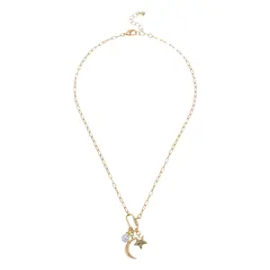 Fashionable, simple and exquisite temperament Star Moon series pearl pendant necklace
