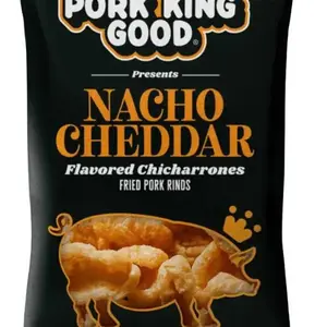 Pork King Good Nacho Cheddar Pork Rinds 1.75 oz (8 Pack) - Keto Friendly, Gluten Free Snack