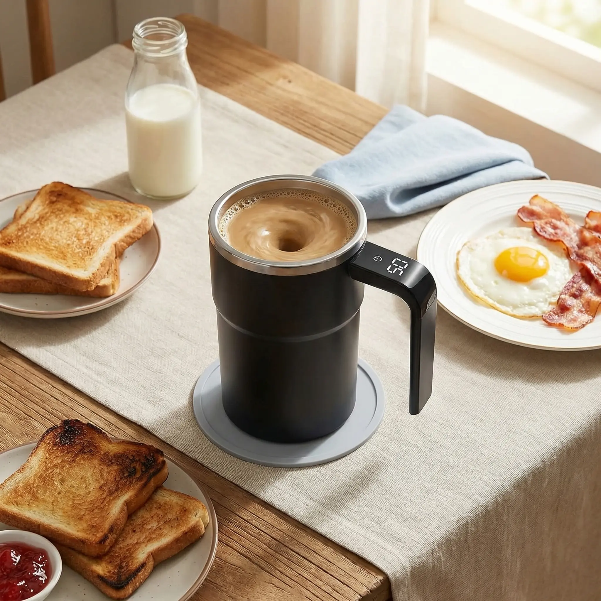 WitLoop Self Stirring Mug, Auto Magnetic Coffee Mug with LED Display  Temperature, Rechargeable Automatic Stirring Mug, 12oz Self Mixing Cup with  Lid to Stir Coffee - TikTok Shop