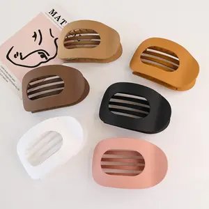 Solid Color Hair Clip Set 6pcs Oval Flat Clips for Women Strong Hold Matte Claw Clips for Thick Thin Hair Minimalist Fashion Accessories Ideal Gifts