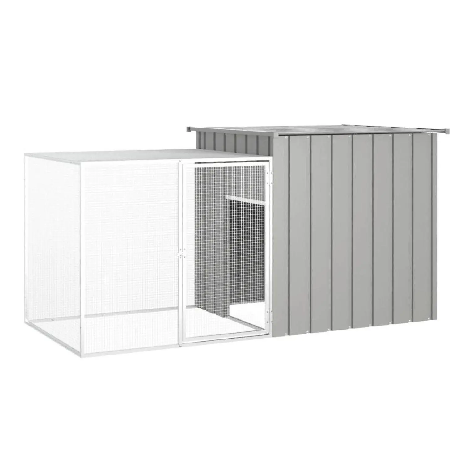 Large Galvanized Steel Weatherproof Chicken Cage - 78.7"x35.8"x39.4" Gray Outdoor Run, Pet Supplies Poultry Coop Hen House