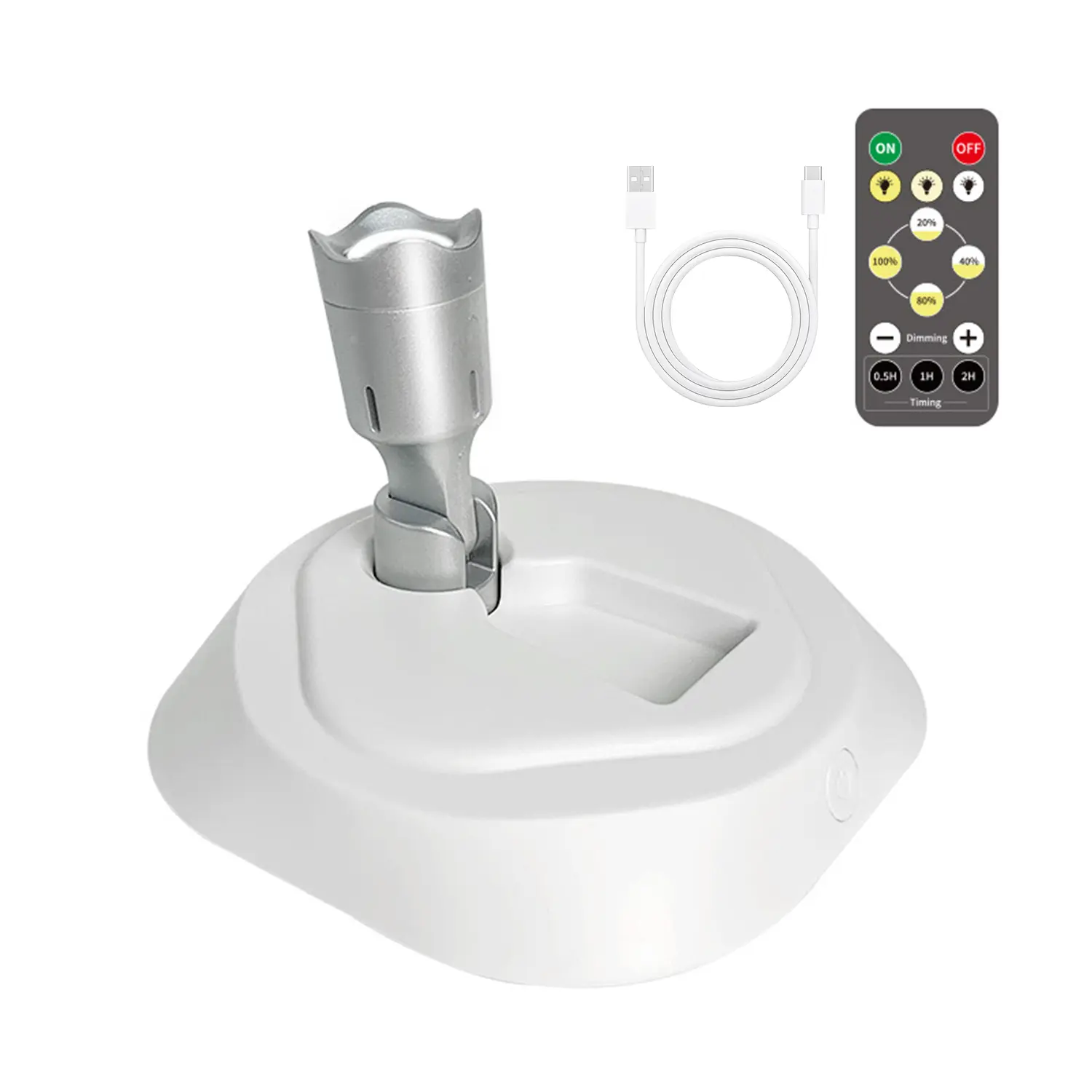 LED Wireless Spotlight with Remote Control, Rechargeable Indoor Light, Adjustable Color Temperature and Brightness, Battery Powered, +