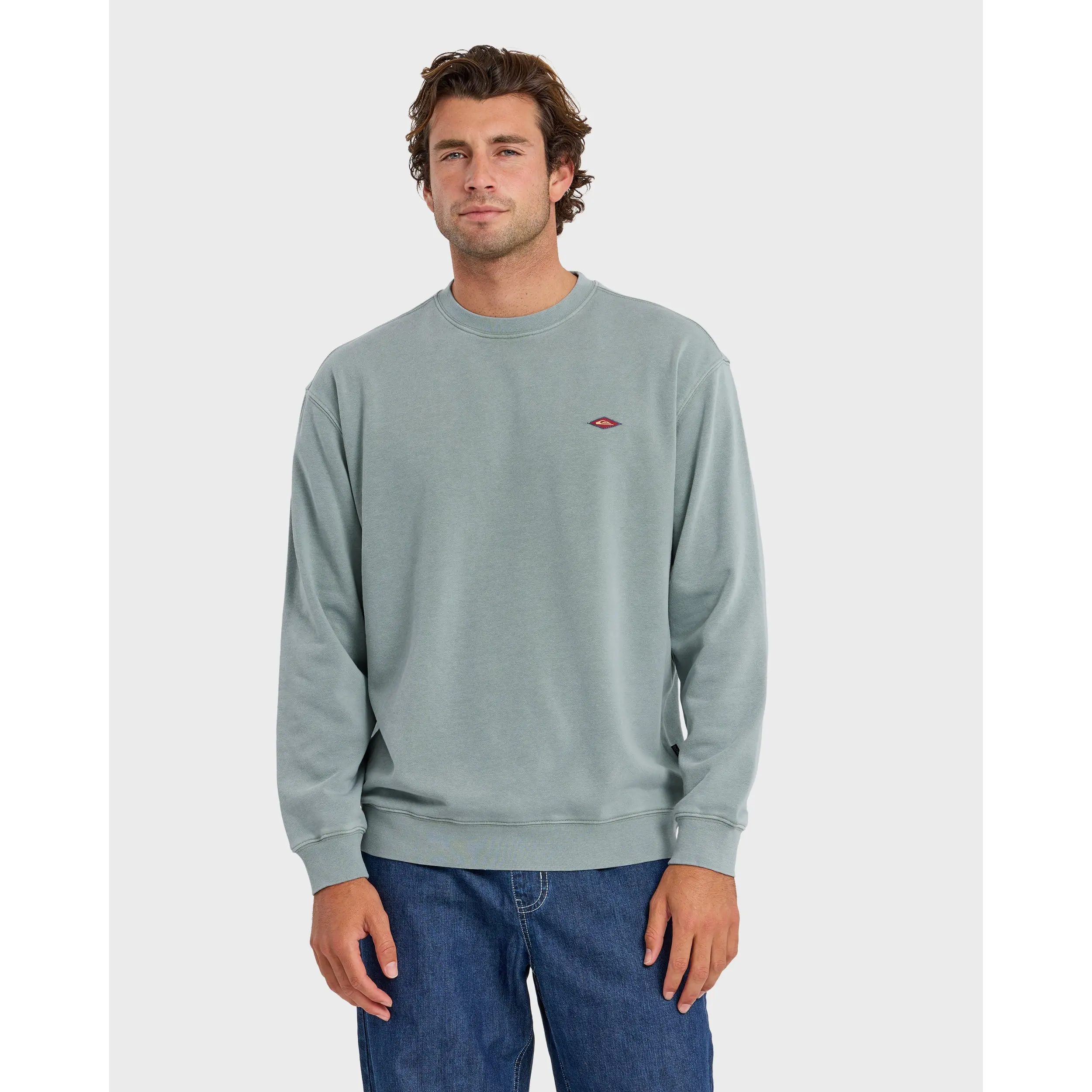 Quiksilver | Saltwater Mineral Wash Crewneck Sweatshirt | Men's Soft Hand Feel Regular Fit | Everyday Wear & Casual Streetwear