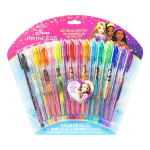 Disney Princess 16 Piece Glitter Pen Body Art Set, Glittery and Bright Colors, Ages 3+ By Townley Girl
