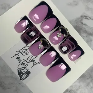 Short Black French Duckies, Press on Nails, Fake Nails