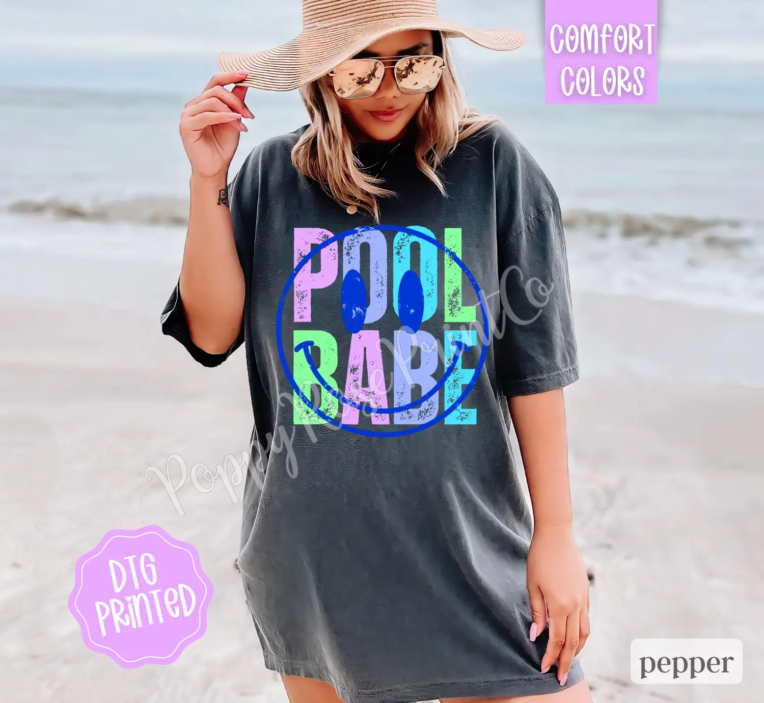 Pool Babe Comfort Colors, Cute Summer Shirt, Oversized Beach Tee, Swimsuit Cover Up