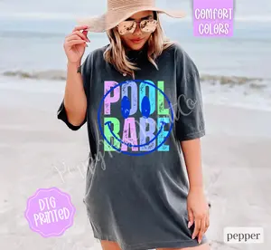 Pool Babe Comfort Colors, Cute Summer Shirt, Oversized Beach Tee, Swimsuit Cover Up