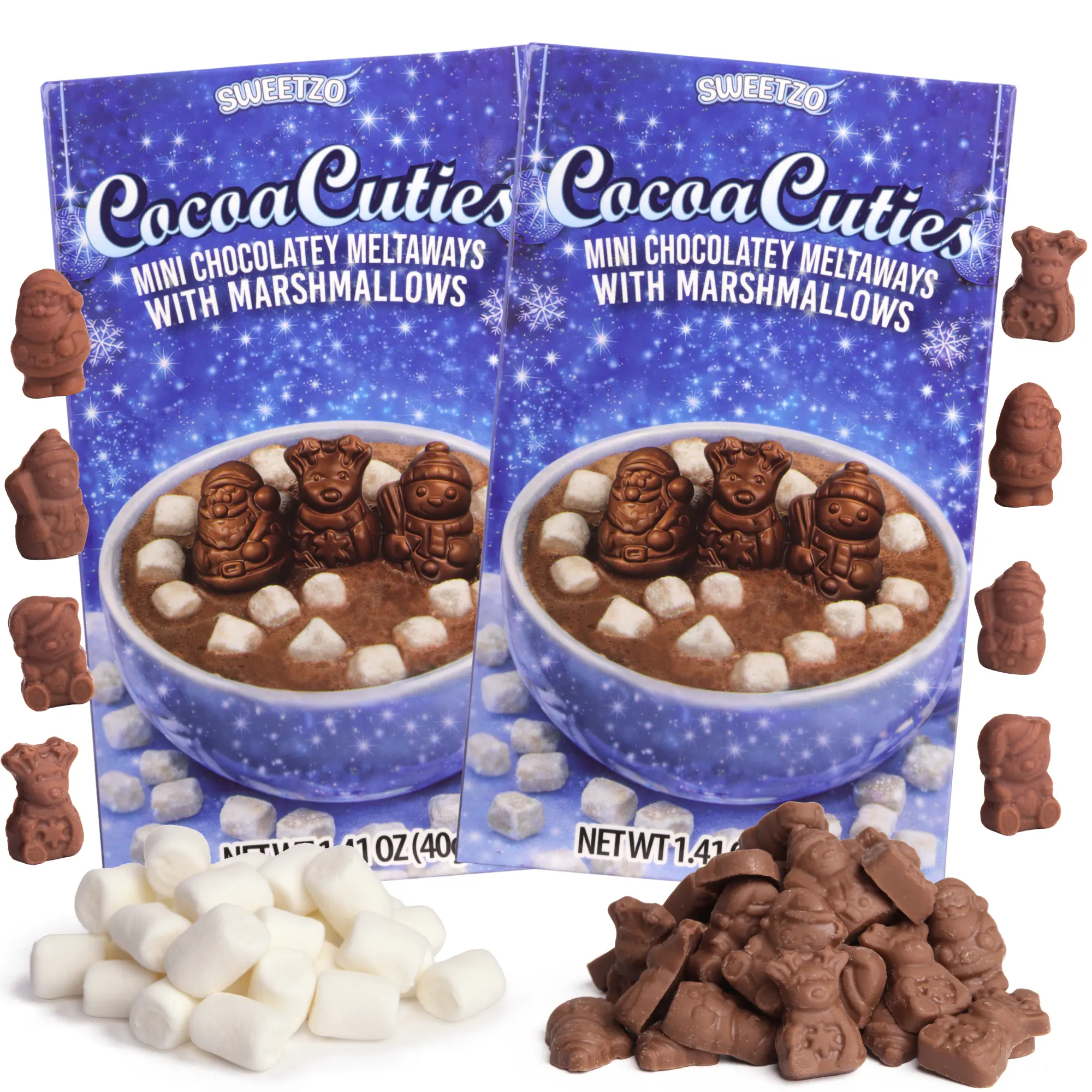 Christmas Cocoa Cuties, Chocolatey Hot Cocoa Meltaways, Mini Marshmallows Included, 2 Pack