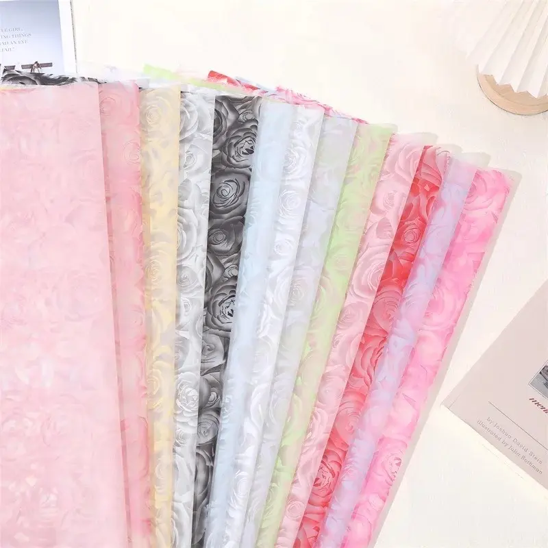 Rose Print Bouquet/Flower Wrapping Paper (10 sheets)