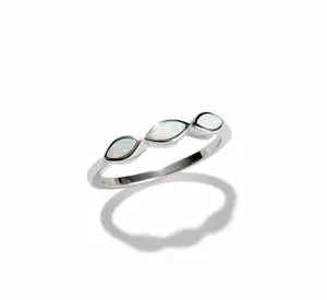 Sterling Silver Marquise White Opal Ring