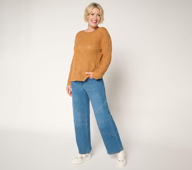 Peace Love World Regular Full Leg Jeans with Seamed Knee - Indigo