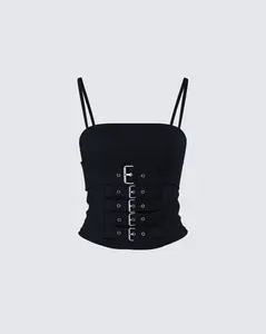 Serenity Black Denim Buckle Top