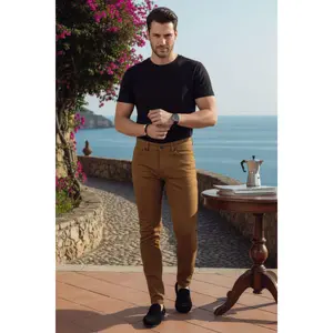 Alternative Styles Jeans - Navy Blue Fitted Denim with Pockets, Original Fabric, Straight Style, Classic Design Streetwear Spandex Menswear Aesthetic Stitch Stretch