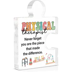 Physical Therapist Gifts for Women, Appreciation Thank You Gifts for Physical Therapy Physiotherapist PT Physio Retirement Christmas Birthday Farewell, Acrylic Puzzle Plaque Sign Office Decor