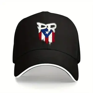 Puerto Rico Flag Baseball Cap with "Patient I Have" Print - Adjustable Snapback Dad Hat for Men & Women, Black Retro Casual Outdoor Sports Hat, Breathable Unisex Design, Daily, Breathable Material,summervibes