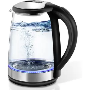 Electric Kettle,  2L Electric Water Heater, Glass Electric  Kettle, 304 Stainless Steel Hot Water Kettle Warmer with Fast Boil, Auto Shut-Off & Boil Dry Protection, for Coffee,