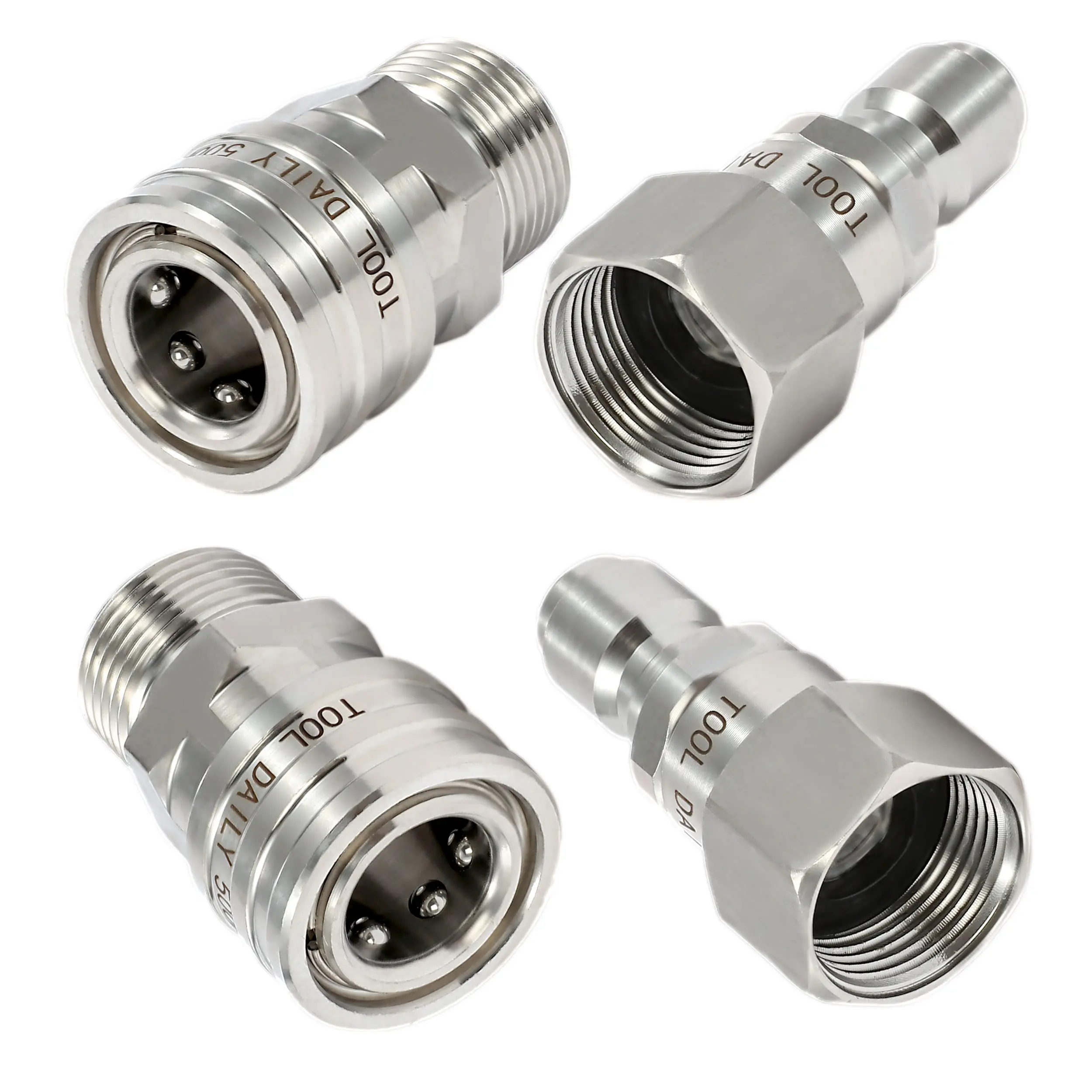 Tool Daily Pressure Washer Adapter Set with Swivel - M22 14mm to 3/8" Quick Connect, Stainless Steel Quick Disconnect, 5000 PSI, 2-Pack for Pressure Washers, Adapter Pressure Washers