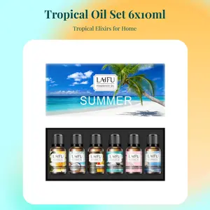 Summer Essential Oils Set, 6x10ML, Tropical Scents, Diffuser, Aromatherapy, Candle Making