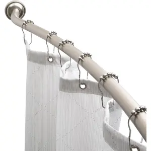 Curved Shower Rod | Adjustable 42"-72" Inch | Bathroom Shower Curtain and Liner Rod | 33% More Space | Wall Mounted | Easy Installation | Iron | Satin hookless showercurtain