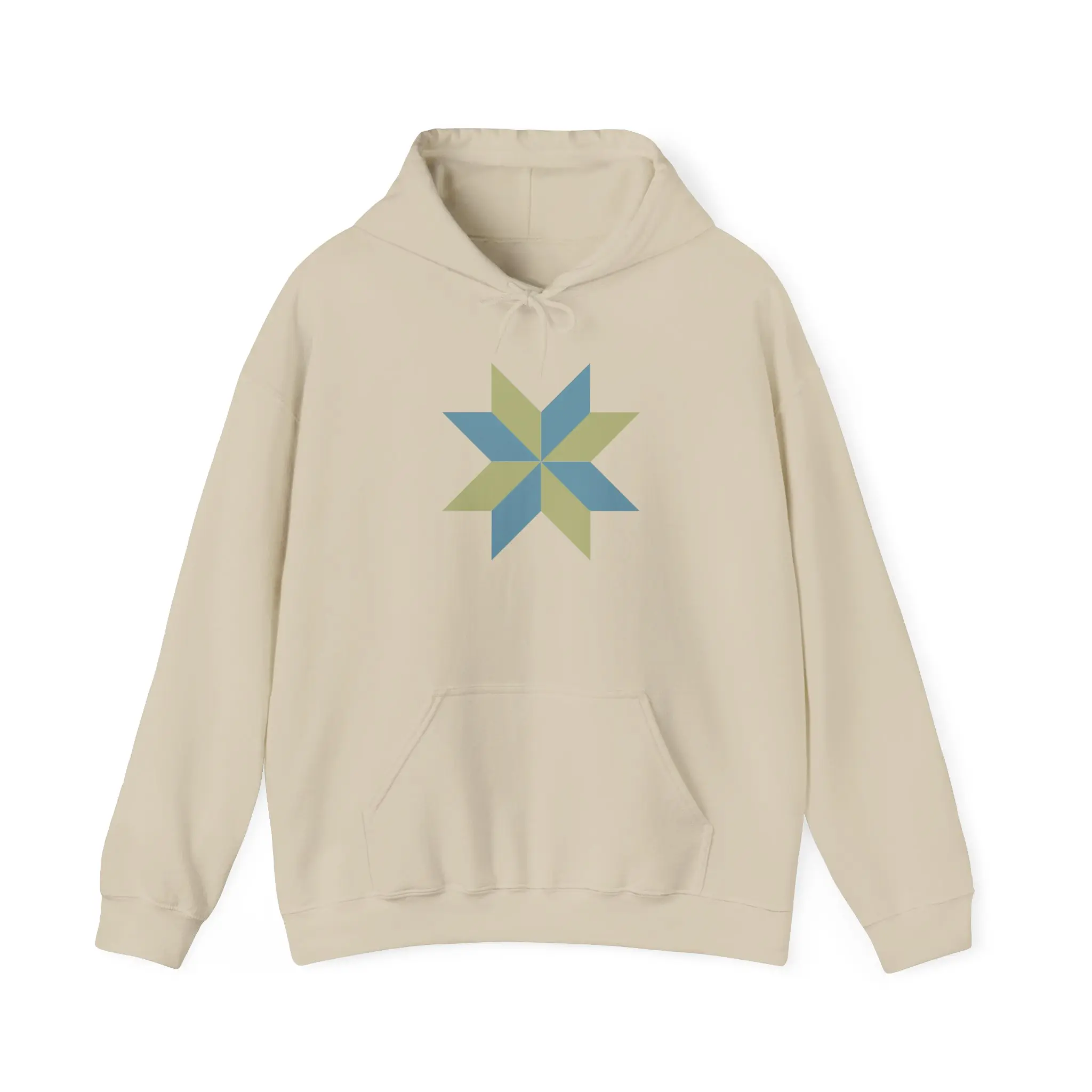 Geometric Star Quilt Block Hoodie | Minimal Modern Patchwork Sweatshirt