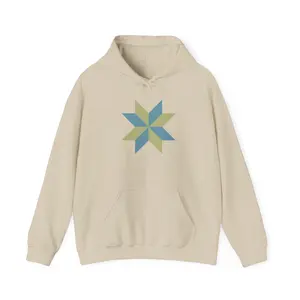 Geometric Star Quilt Block Hoodie | Minimal Modern Patchwork Sweatshirt