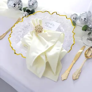 JIT 30 pcs  Transparent gold edge Charger Plates,Round acrylic Reef Plate Chargers for Dinner Plates,Christmas Wedding,Party Elegant Decoration Place mats 13inch/33cm