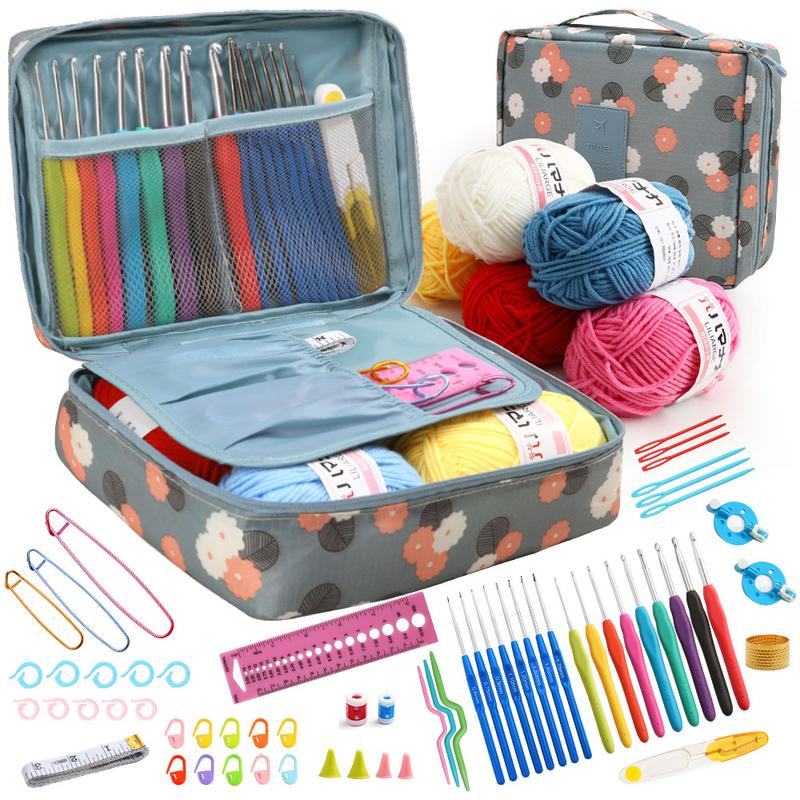 CozyKnots Crochet Starter Kit, DIY Kit, Knitting and Crochet, 58 pc tools