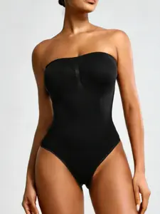 Women's High Stretch Push Up Strapless Bodysuit Underwear - Non-Slip Soft Breathable Fabric, Waist & Tummy Control Fit All-Season Shapewear, Casual High Stretch Thong Shapewear,Invisible Wear for Daily, Exercise & Casual Use