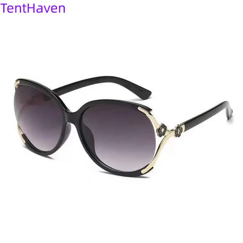2026 New Sunglasses Women's Trendy Star Glasses Camellia Personalized Women's Sunglasses Driving Round Face Korean Version Sunglasses