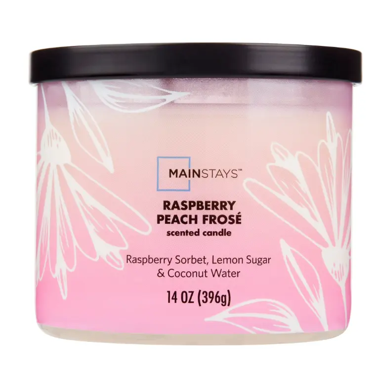 Mainstays 3-Wick Wrapped Scented Candle, 14-Ounce – Ombre & Textured Cozy Scents (Raspberry Peach & Comfort)