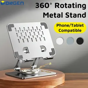 INOVAGEN Heavy Duty Tablet Holder Metal Stand for Desk Support,Rotatable Tablet Stand For Tablet,Phone from 4.7'' to 12.9'',Height Adjustable Foldable Mount