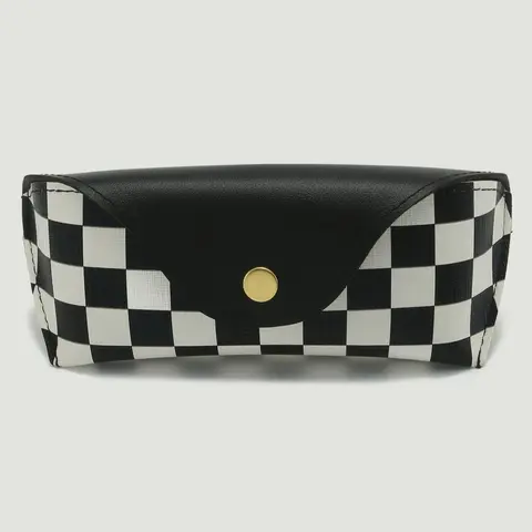 Simple U-shaped Checkered Pattern Glasses Case, Basic Pu Leather Eyeglasses Storage Bag for Women & Men, Anti-pressure Lining Soft Bag for Sunglasses, Portable Sunglasses Organizer, Glasses Pouch