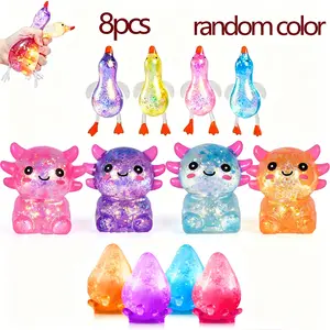 8-Piece Set Shiny Aurora Gold Powder Large Goose Crystal Candy Squid Toy Kit, Glitter Squishy, Fufu Toy Set, Calming Fidget Set, Sensory Stress Relief Toys, Gift Box Packaging