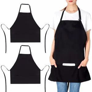 2 Pack 3 Pockets Adjustable Bib Apron Chef Kitchen Cooking Aprons for Women Men, Black 2 Pack 3 Pockets Adjustable Bib Apron Chef Kitchen Cooking Aprons for Women Men, Black