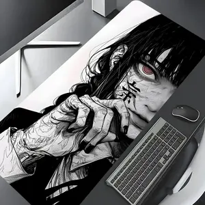 Anime Girl Pattern Extra Large Gaming Mouse Pad, Computer Mouse Pad, Dark Art Design for Desktop Decoration and Protection, Rubber Anti-Slip with Lock Edges, Multiple Sizes for Laptops and Desktops, Perfect Gift for Boys and Girls