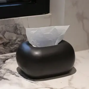 Bohemian Style Cream Ceramic Tissue Box Cover, Modern Decorative Tissue Dispenser Holder, Boho Home Accent for Living Room Dining Table Coffee Table Countertop Nightstand, Soft Furnishing for Home Kitchen Bathroom Office Decor