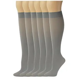 Women's Opaque Stretchy Silky Knee-High Trouser Socks, 6-Pair Assorted Pack, Unique Texture Design, Feminine Formal & Day Casual Socks (Part 3)