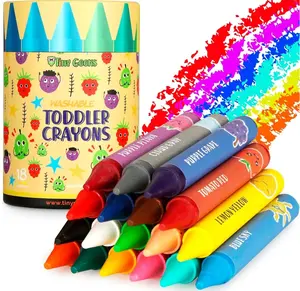 TinyGeeks Jumbo Crayons (18 Colors) – Non-Toxic, Washable Crayons for Toddlers and Kids (Ages 1-8) – Easy-to-Hold - Ideal for Travel, Art, and Learning