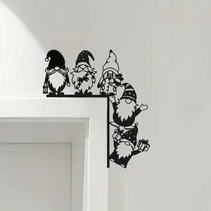 Dwarf Door Hanging Decoration, 4 Happy Dwarfs, Christmas Thanksgiving New Year, Indoor Outdoor Home Decor, Classic Design, Metal Dwarfs