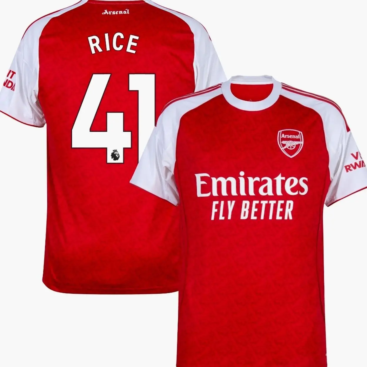 Unisex Soccer/Football Premier League Arsenal Club Rice 4 Champions League 2025/26 Home/Away Replica Jersey - Red