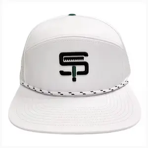 SanTrap OG Logo White Cap - 6-Panel Flat Brim with Rope Detailing & Sweat-Wicking Technology for Comfort