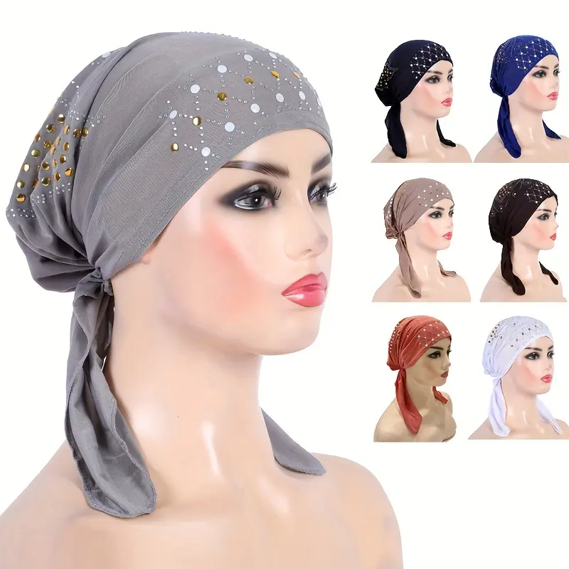 Soft Beaded Women's Head Wrap, Comfortable Tied Back Turban Hat Suitable for Chemotherapy, Ramadan Eid Gifts