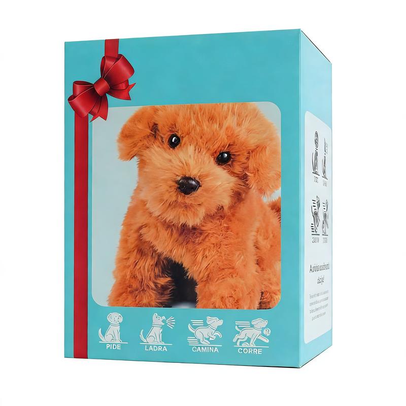 Lifelike Robotic Pup Plush Toy - Interactive Pet That Walks, Barks & Wags Tail, Cute Smart Toy for Kids & Adults,